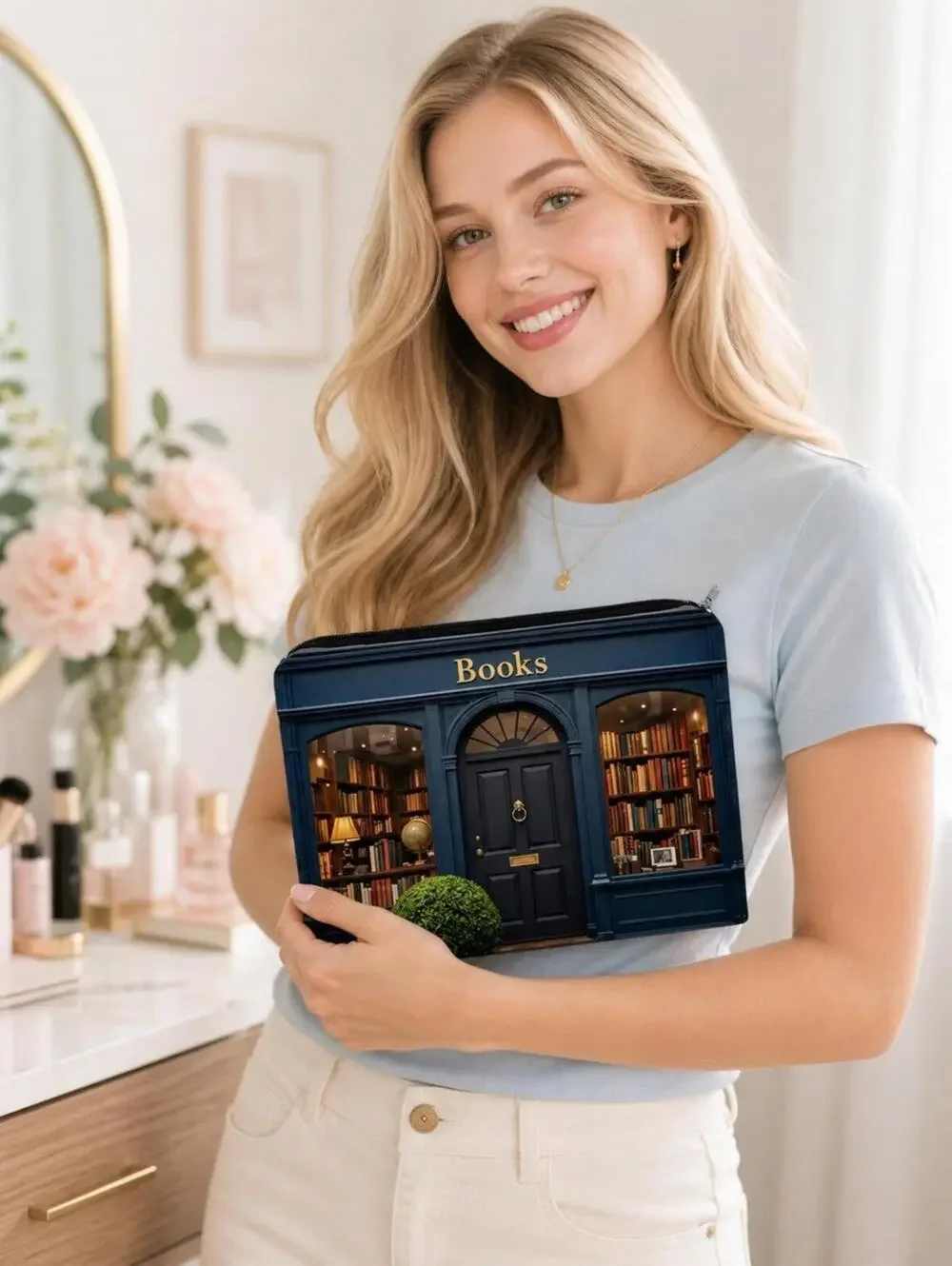 Bookstore Makeup Bag Library Cosmetic Pouch Book Lover Gift